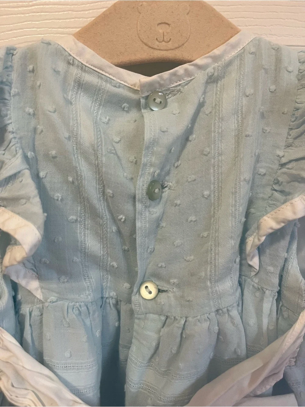 Light Blue Ruffle-Sleeve Girls' Dress with Bloomers